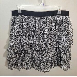 Lane Bryant Tiered Ruffle Mini Skirt Black & White Polka Dot Chiffon Size 18/20